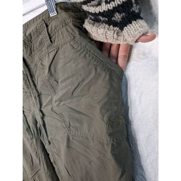 North Face Convertible Hiking Cargo Pant Capri Ripstop Khaki Green Womens 10 Med - Picture 7 of 11